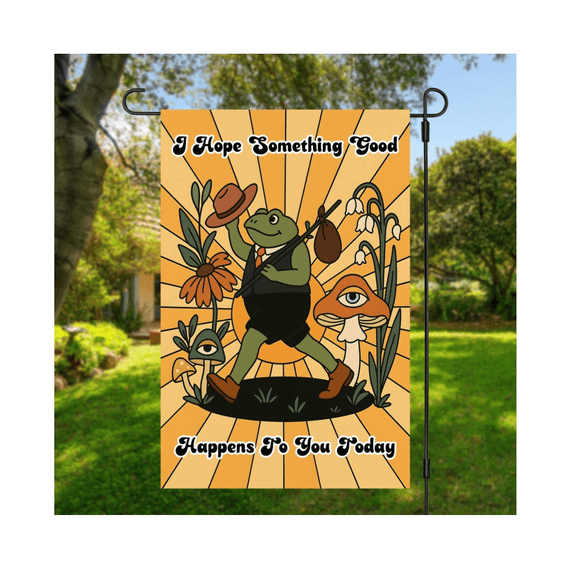Good Things Happen Today Frog Retro Flag 28x40 POLE NOT INCLUDED House Flag