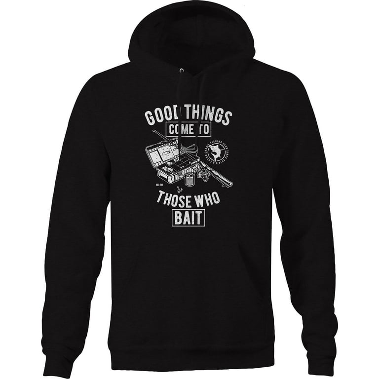 Good Things come to those who Bait Fishing Hoodie for Big Men 3XL Dark Grey