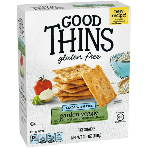 Good Thins Garden Veggie Rice Snacks Gluten Free Crackers, 3.5 oz (Pack of 4)