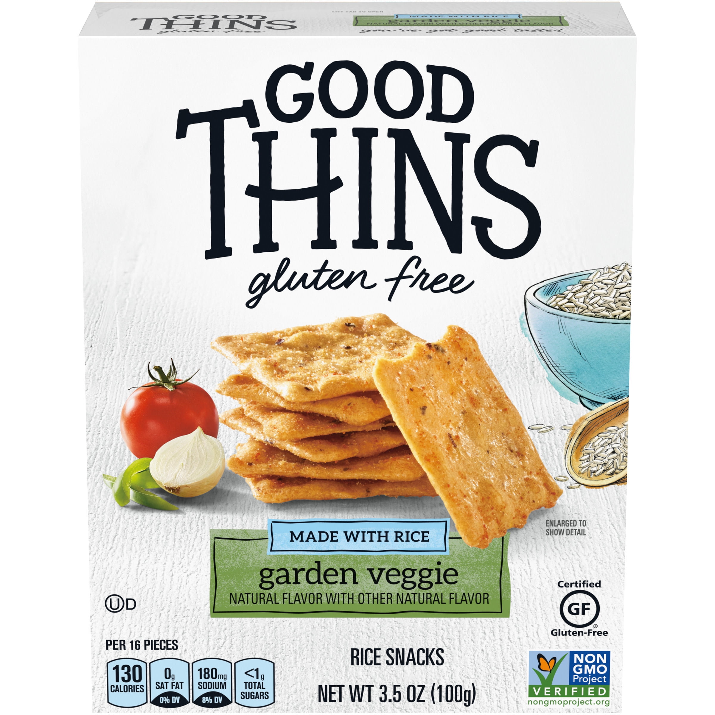 Good Thins Rice Snacks, Gluten Free, Garden Veggie - 3.5 oz