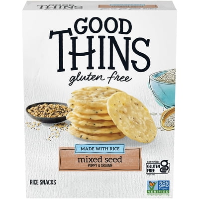 Good Thins Mixed Seed Rice Snacks Gluten Free Crackers, 3.5 oz (Pack of 8)