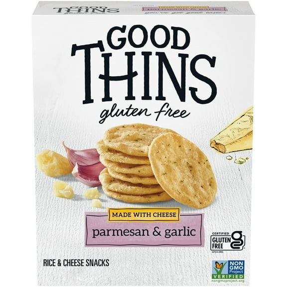 Good Thins Parmesan & Garlic Rice & Cheese Snacks Gluten Free Crackers, 3.5 oz (Pack of 4)