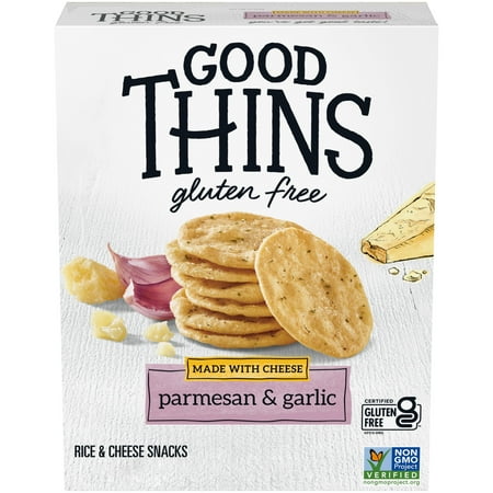 Good Thins Parmesan & Garlic Rice & Cheese Snacks Gluten Free Crackers, Snack Crackers, 3.5 oz