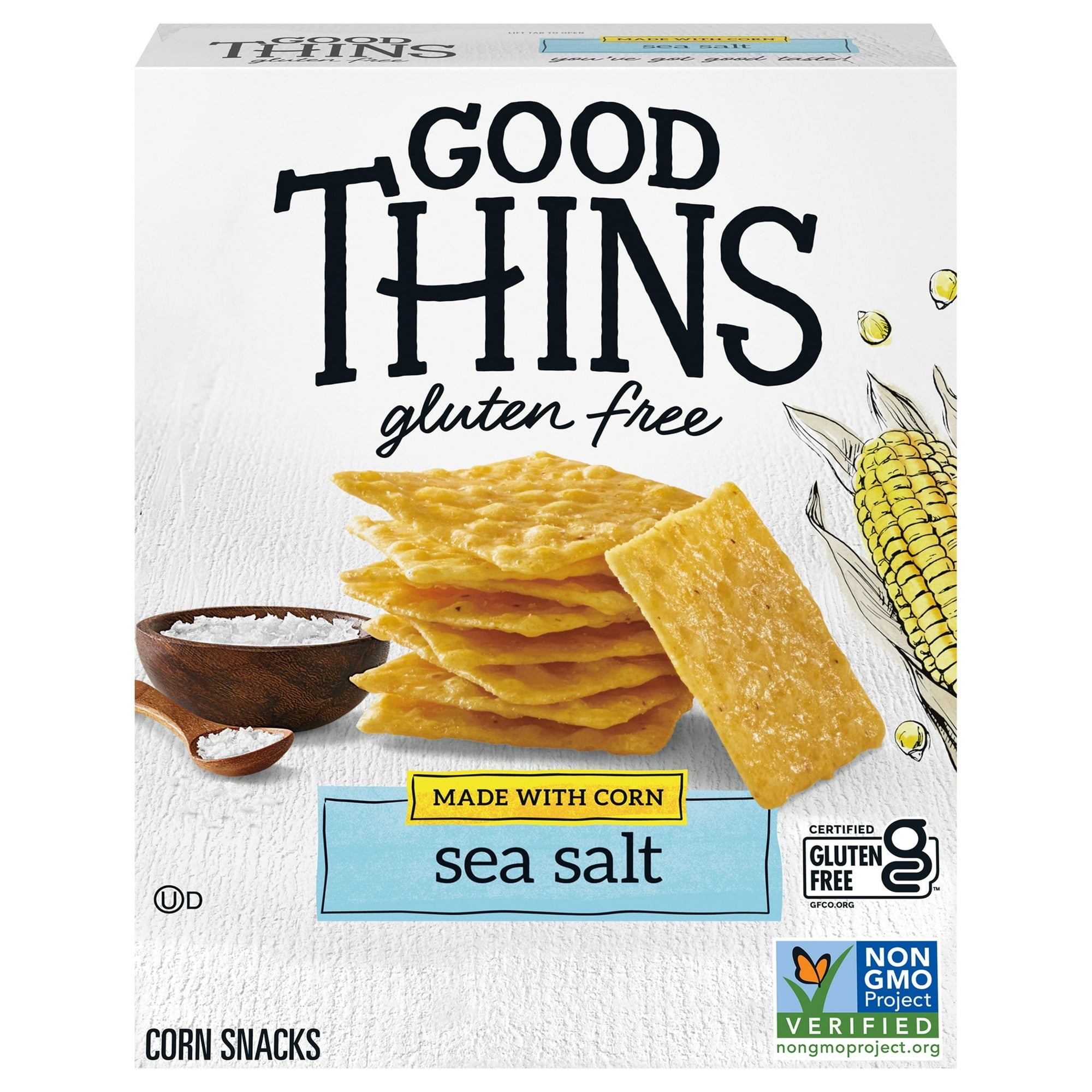 Good Thins Sea Salt Corn Snacks Gluten Free Crackers, 3.5 oz (Pack of 6)