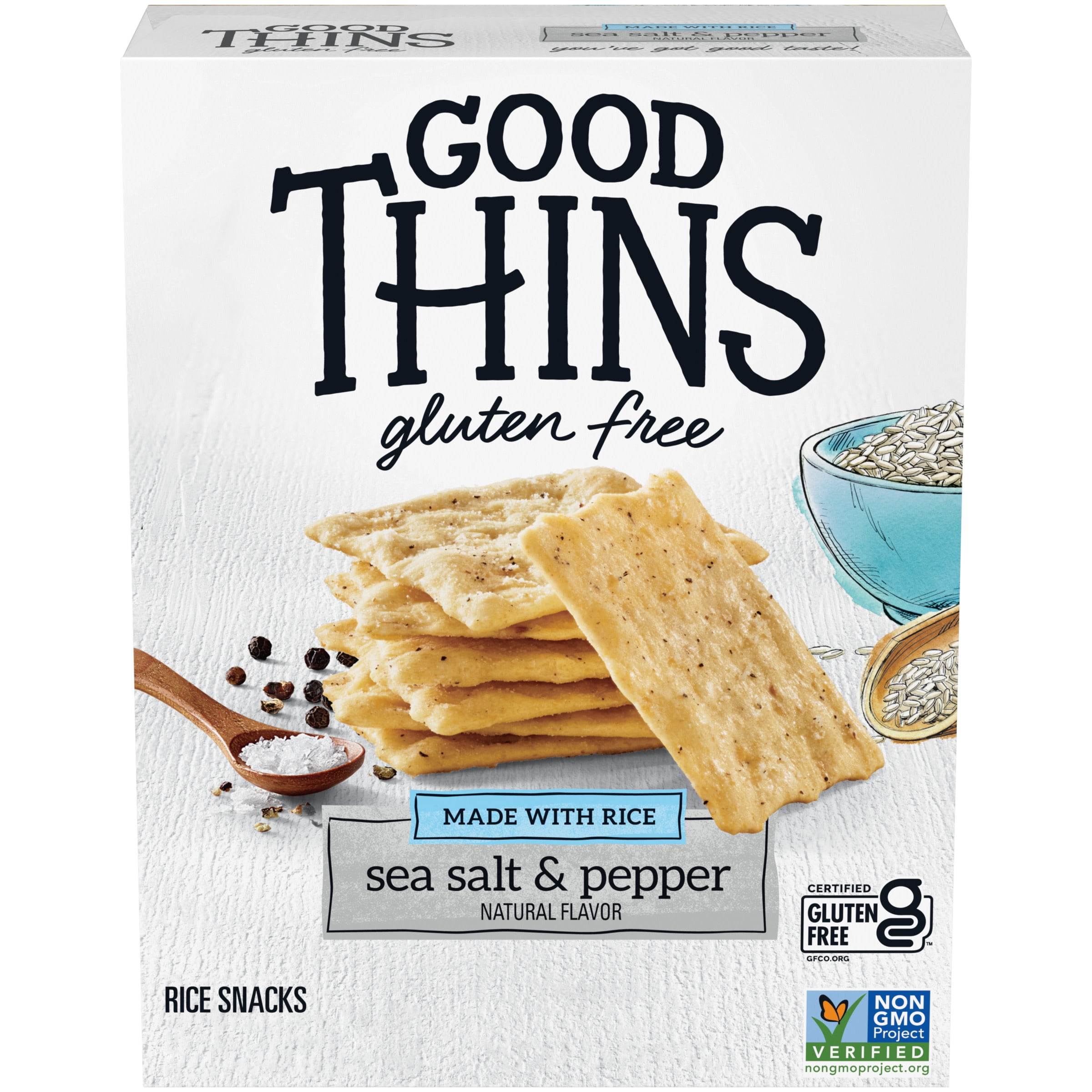 Good Thins Sea Salt & Pepper Rice Snacks Gluten Free Crackers, 3.5 oz