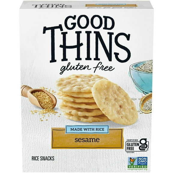 Good Thins Sesame Rice Snacks Gluten Free Crackers, 3.5 oz (Pack of 6)