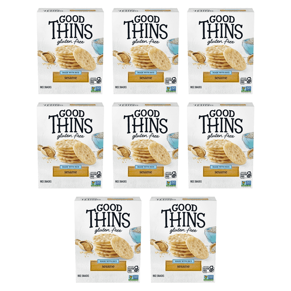 Good Thins Sesame Rice Snacks Gluten Free Crackers, 3.5 oz (Pack of 8)