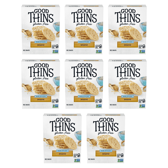 Good Thins Sesame Rice Snacks Gluten Free Crackers, 3.5 oz (Pack of 8)