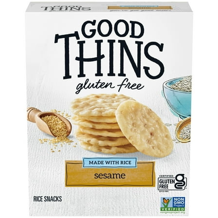 GOOD THINS Sesame Rice Snacks Gluten Free Crackers, Snack Crackers, 3.5 oz