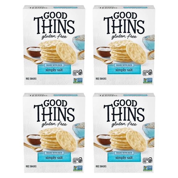 Good Thins Simply Salt Rice Snacks Gluten Free Crackers, 3.5 oz (Pack of 4)