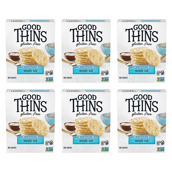 Good Thins Simply Salt Rice Snacks Gluten Free Crackers, 3.5 oz (Pack of 6)