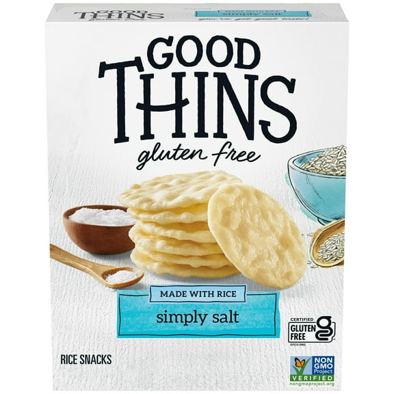 Good Thins Simply Salt Rice Snacks Gluten Free Crackers, Snack Crackers, 3.5 oz(pack of 2)