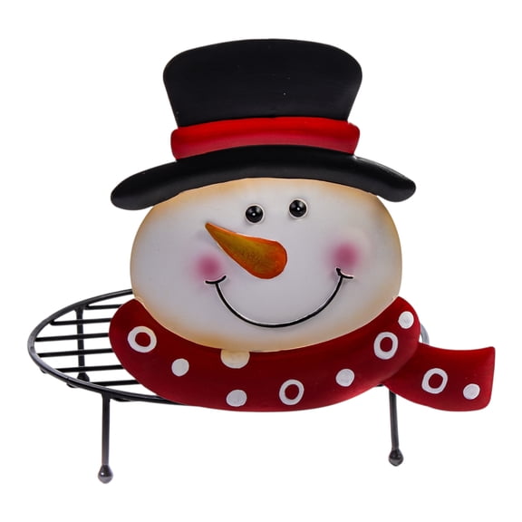 Good Tidings 11 Snowman with Red Scarf Metal Plant Holder