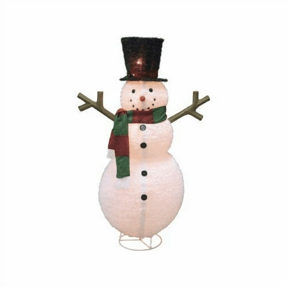 Good Tidings 60 Lighted Fluffy Fabric Lantern Snowman Collapsible Statue