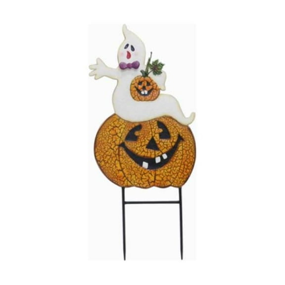 Good Tidings G48 HS202701RVX 36 in. Ghost & Pumpkin Stake - White