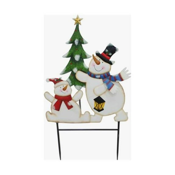 Good Tidings G48 HSMR202860X 35.5 in. Snowmen with Tree Stake - Multi Color