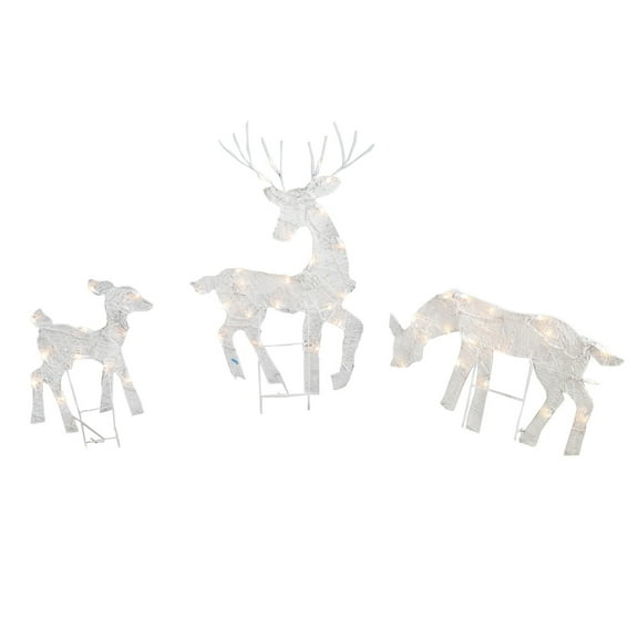 Good Tidings Outdoor Christmas Decoration Display, 3 Piece Reindeer, 50 Lights