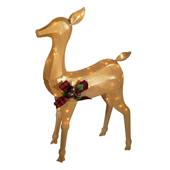 Good Tidings Shiny Gold Doe Deer Christmas Decoration Figurine Statue, 40"