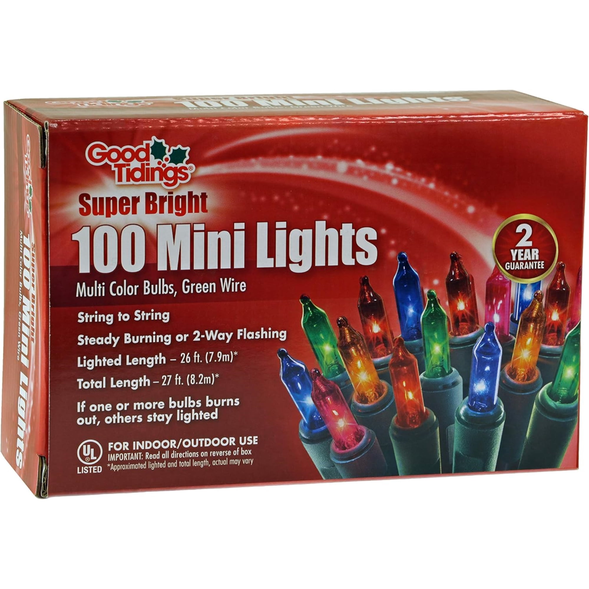 SuperBright Multicolor Outdoor Christmas Icicle Lights, 27 Feet