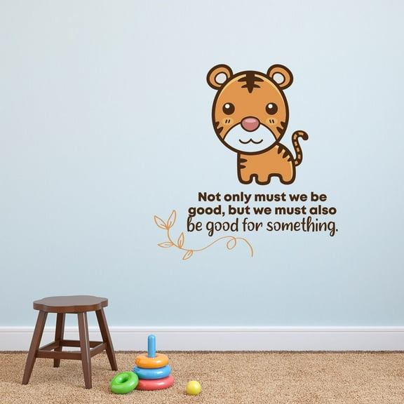 Be Good Tiger Animal Life Quote Cartoon Quotes Decors Wall Sticker Art Design Decal for Girls Boys Kids Room Bedroom Nursery Kindergarten Home Decor Stickers Wall Art Vinyl Decoration (20x20 inch)