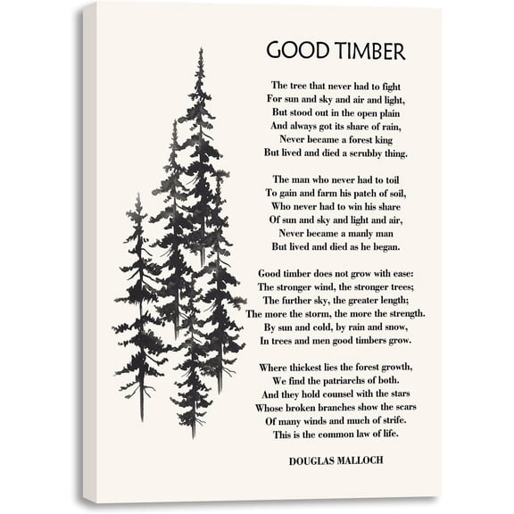 Good Timber Wall Art Good Timber Canvas Print Wall Decor Douglas Malloch QuoteInspirational Wall Art Famous Poem Wall Art Douglas Malloch Poetry Room Home Office Decor