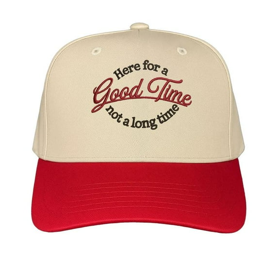 Here for a Good Time Not A Long Time Embroidered Hat, Cute & Sassy Snapback Trucker Cap for Women, Adjustable Fit with Bold Statement, Great for Country Girls, Summer Vibes, or Fun-Loving Moments
