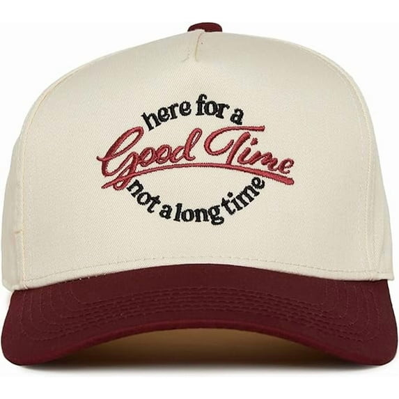 Here for a Good Time Trucker Hat, Embroidered Funny Quote Cap, Vintage-Inspired Baseball Hat, Bold Statement Dad Hat, Retro Party Vibe Gift for Men or Women