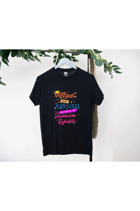 Good Times Tan Lines Dominican Beach T-Shirt, for men & women, up to size 5XL