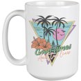 thumbnail image 1 of Good Times and Tan Lines with Retro Tropical or Beach Art Merch Gift, White 15oz Ceramic Mug, 1 of 5