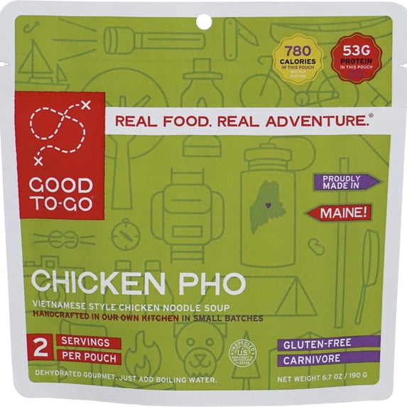 GOOD TO-GO Chicken Pho - Double-Serving | Dehydrated Backpacking and Camping Food | Lightweight | Easy to Prepare