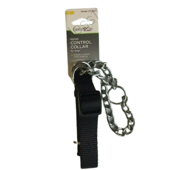 Good To Go Nylon Adjustible Control Standard Dog Collar Medium Black