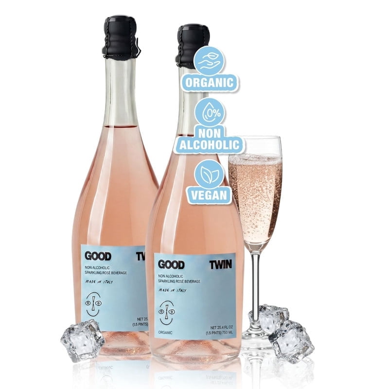 Good Twin Non Alcoholic Sparkling Rosé Wine Alternative - (2) 750ml Bottles - Organic