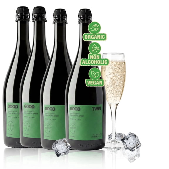 Good Twin Non Alcoholic Sparkling White Wine Alternative - (4) 750ml Bottles - Organic