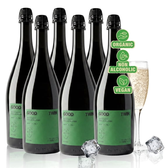 Good Twin Non Alcoholic Sparkling White Wine Alternative - (6) 750ml Bottles - Organic
