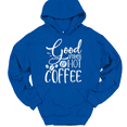 thumbnail image 1 of Good Vibes And Hot Coffee Hooded Sweatshirt Hoodie Peaceful Motivational Success - Royal Blue, S, 1 of 1