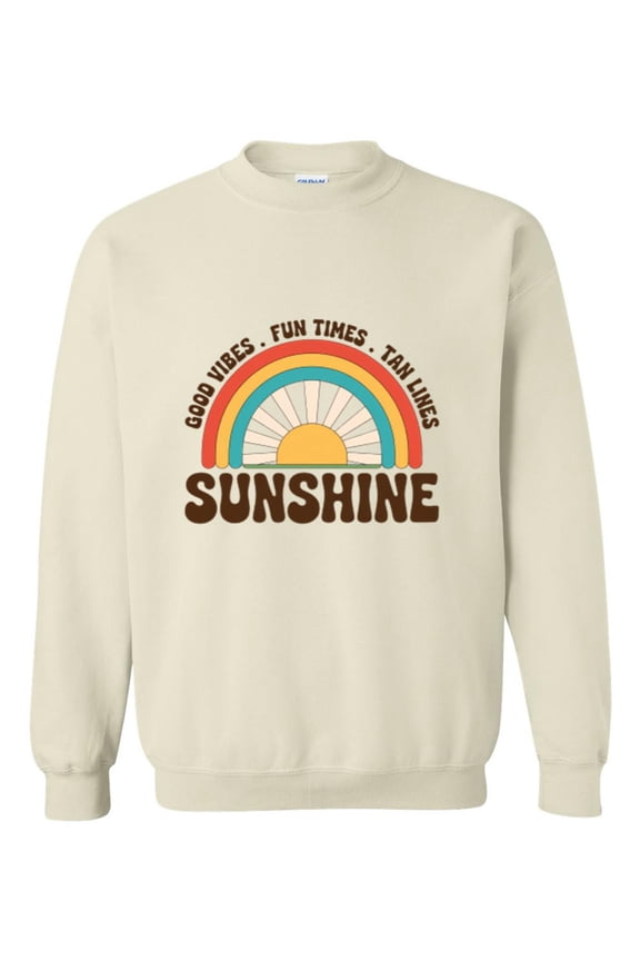 Good Vibes Fun Times Tan Lines Sunshine Summer Quote Gift Sweatshirt, for men & women, up to size 5XL