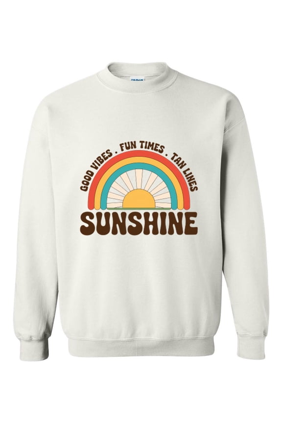 Good Vibes Fun Times Tan Lines Sunshine Summer Quote Gift Sweatshirt, for men & women, up to size 5XL