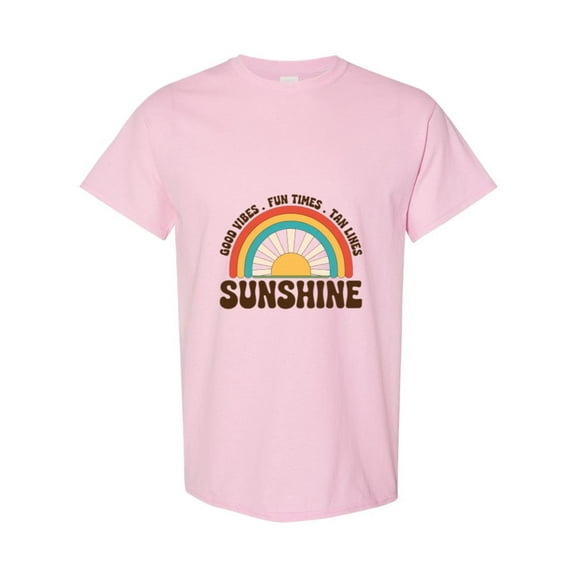 Good Vibes Fun Times Tan Lines Sunshine Summer Quote Gift T-Shirt, for men & women, up to size 5XL