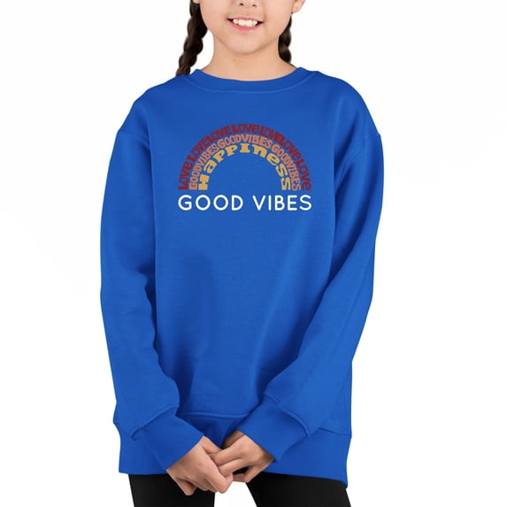 Good Vibes - Girl's Word Art Crewneck Sweatshirt