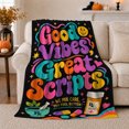 thumbnail image 1 of Good Vibes Great Scripts Pharmacy Quote, Festive Holiday Scene, Warm Flannel Blanket for Living Room and Reading Nook, Art Lovers Christmas Gift, Festive Home Decor, 1 of 9
