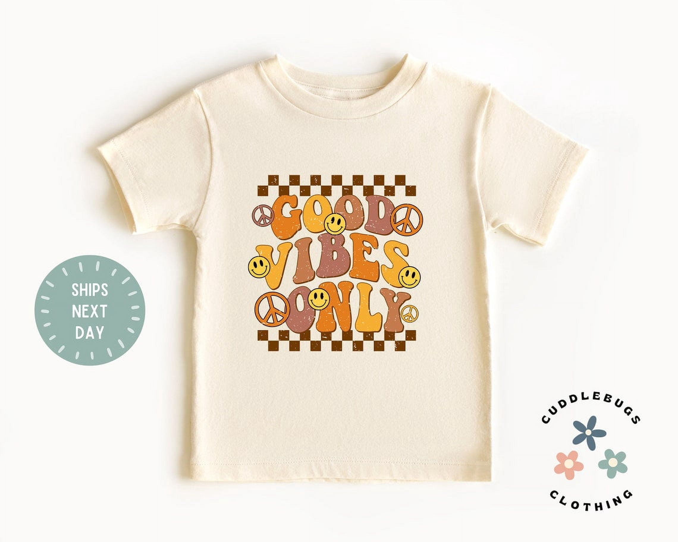 Good Vibes Embroidered Peace T-Shirt for Adults