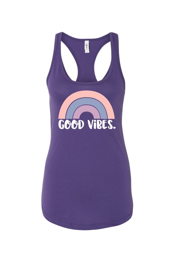 Good Vibes Ladies Racerback Tank Top-Purple Rush-medium