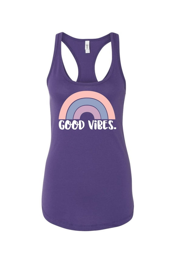 Good Vibes Ladies Racerback Tank Top-Purple Rush-xs