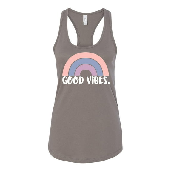 Good Vibes Ladies Racerback Tank Top-Warm Grey-xl