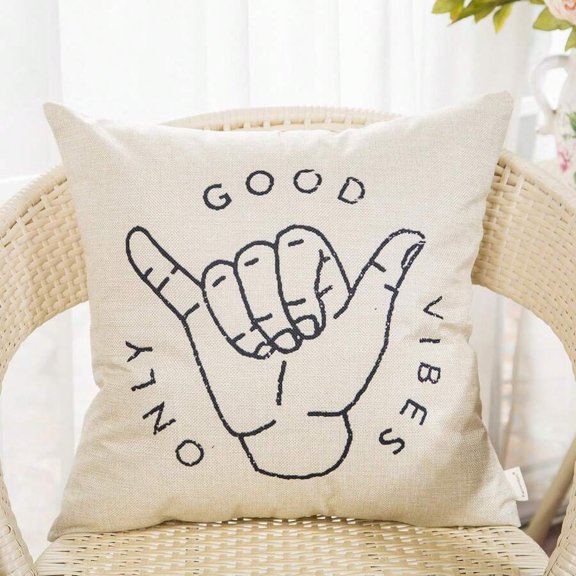 Good Vibes Only Aloha Hand Gesture Decorative Throw Pillow Case Default