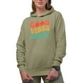 thumbnail image 1 of Good Vibes Only, Being Positive Quote, Groovy Retro Wavy Text Merch Gift, Sand Hooded Sweatshirt or Hoodie, Small, 1 of 5