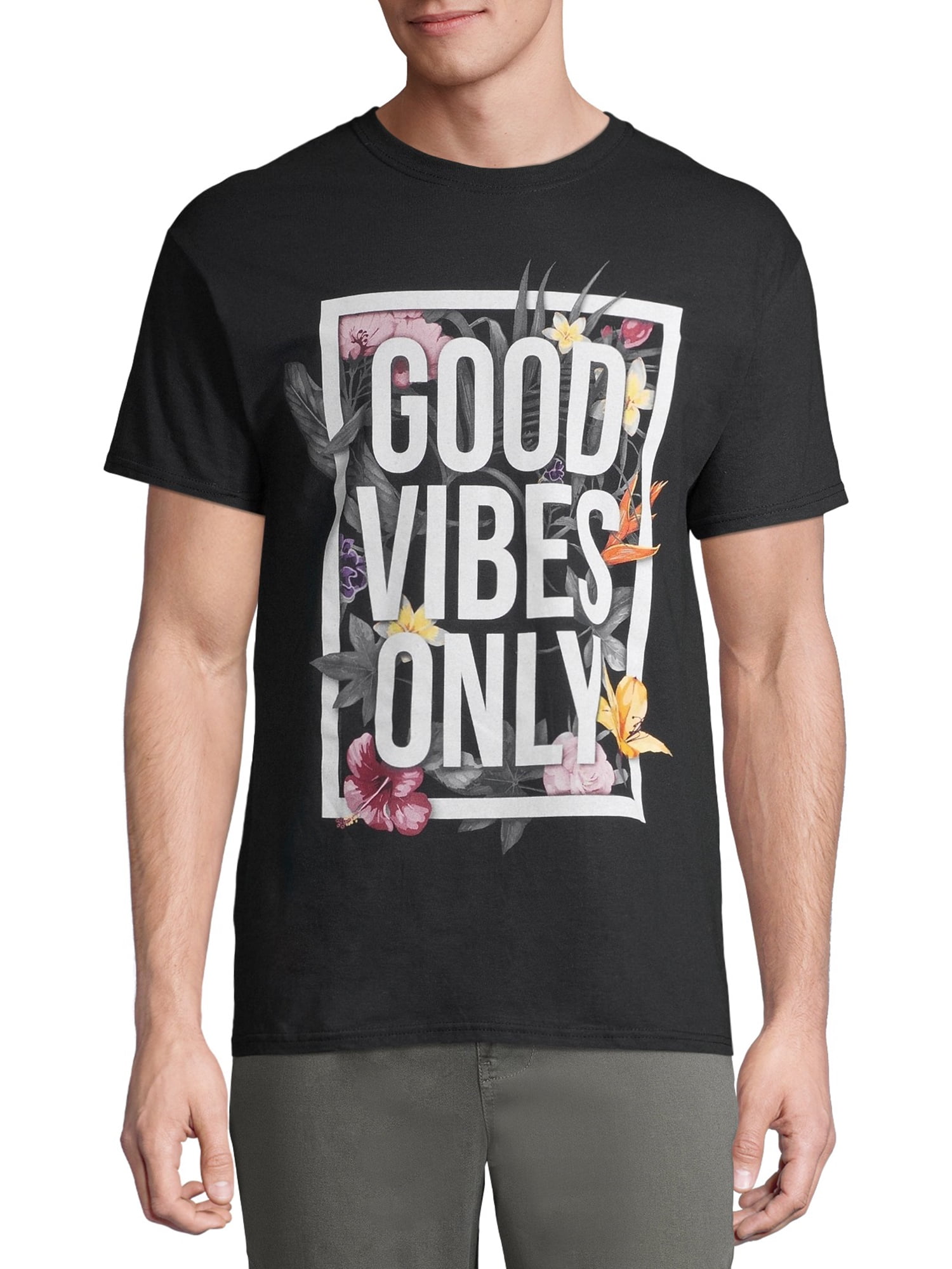 Viewer Goodwill En smule Good Vibes Only Floral Men's and Big Men's Graphic T-shirt - Walmart.com