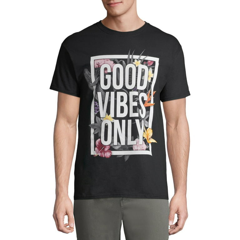 motto sol ørn Good Vibes Only Floral Men's and Big Men's Graphic T-shirt - Walmart.com