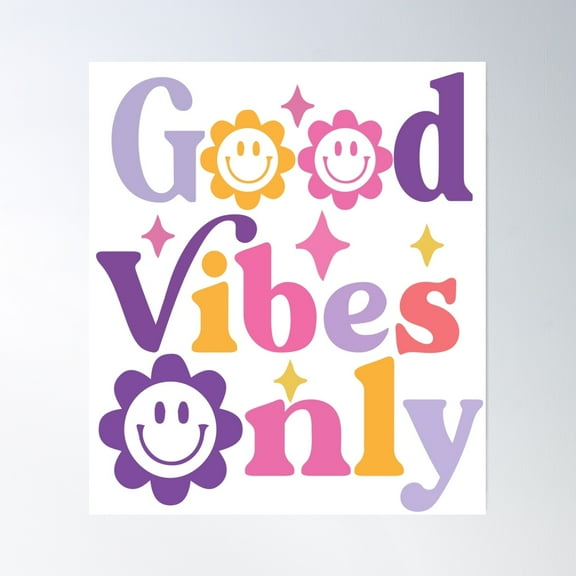 Good Vibes Only Hippie Retro Poster Wall Art, Modern Wall Decor, 8x12 UNFRAMED