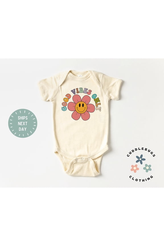 Good Vibes Only Onesies Bodysuit, Good Vibes Baby Bodysuit, Retro Good Vibes Inspirational Hippie, Baby Shower Gift Cool Baby Clothing, Cute Baby Onesie, BABY BODYSUIT LAT 4424